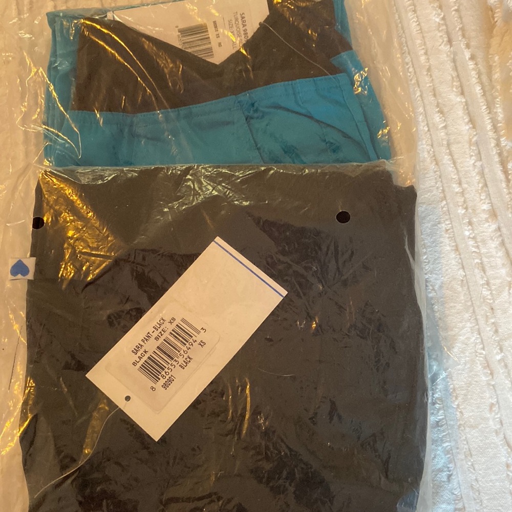 Turquoise and black scrubs